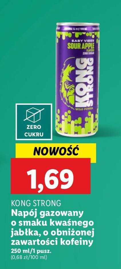 Napój energetyczny sour apple Kong strong promocja