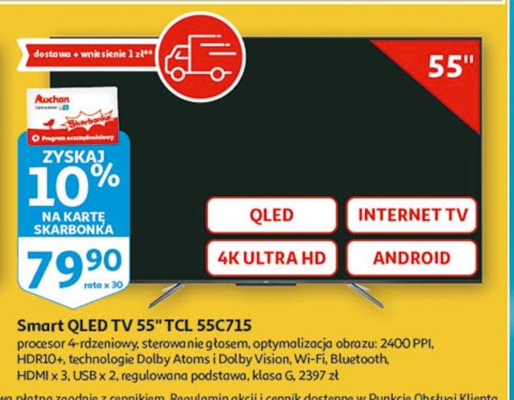 Telewizor 55'' 55c715 Tcl promocja