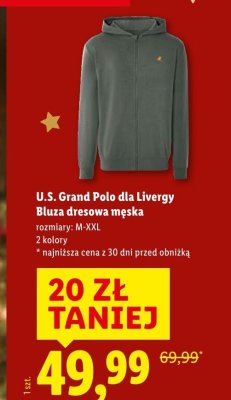 Bluza dresowa męska U.S. Grand Polo dla Livergy promocja w Lidl