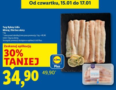 Mintaj, filet bez skóry Targ Rybny Lidla promocja w Lidl
