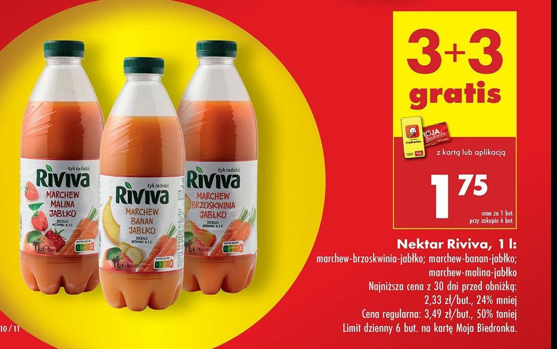 Nektar marchew-brzoskwinia-jab艂ko Riviva promocja