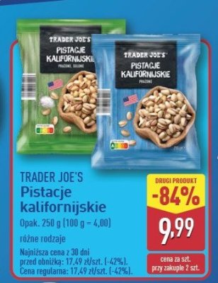 Pistacje kalifornijskie prażone solone Trader joe's promocja