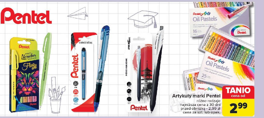 Zestaw brokatowych długopisów Pentel promocja w Carrefour Market