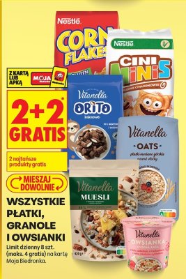 Płatki granole i owsianki Nestle, Vitanella promocja w Biedronka