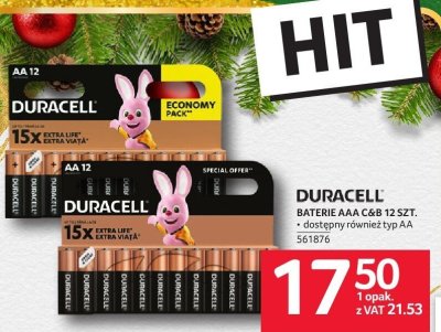 Baterie Duracell AAA C&B 12 szt. obniżony równe: 2 typ AA promocja w Selgros