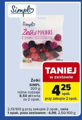 Żelki SIMPL 200g różne rodzaje promocja w Carrefour Express