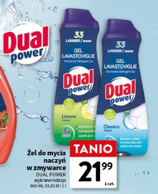 Żel do mycia naczyń w zmywarce Dual Power Limone/Classico 660ml promocja w Intermarche