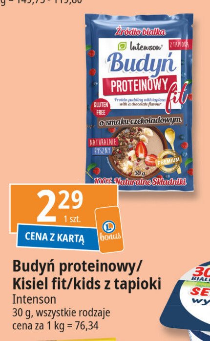 Kisiel fit z tapioki truskawkowy Intenson promocja
