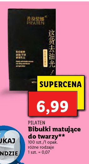 Bibułki matujące black Pilaten promocja