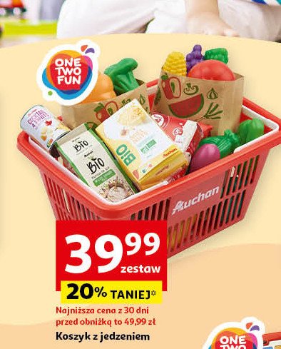 Koszyk z jedzeniem One two fun promocja w Auchan