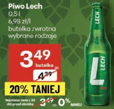 Piwo Lech 0.5l promocja w Delikatesy Centrum