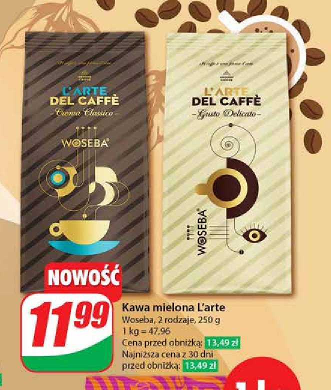 Kawa crema Woseba l'arte del caffe promocja