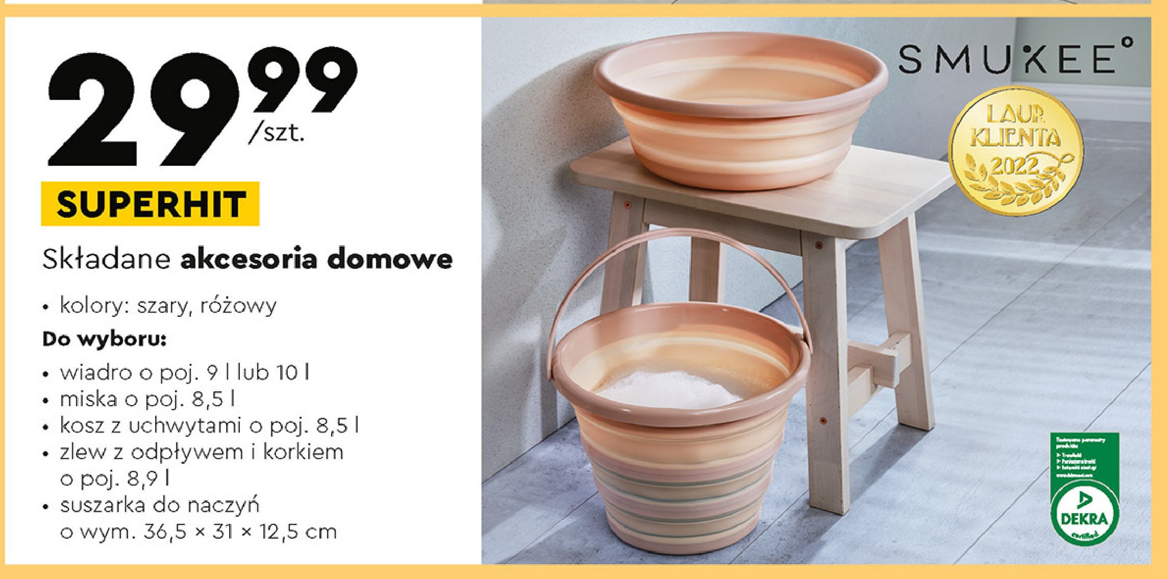 Kosz sk艂adany 8.5 l Smukee promocja