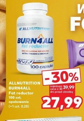 Suplement burn 4 all fat reductor Allnutrition promocja