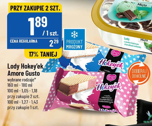 Kanapka lodowa waniliowo-truskawkowo-czekoladowa Amore gusto hokeyek promocja