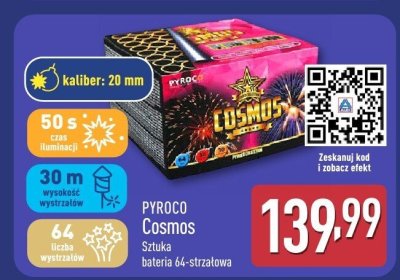 Bateria fajerwerki PYROCO Cosmos 64-strzałowa promocja w Aldi