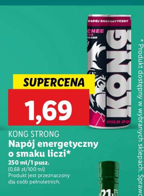 Napój energetyczny lychee Kong strong wild power promocja