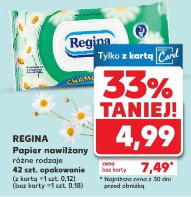 Papier nawilżany REGINA różne rodzaje 42 szt. promocja w Kaufland