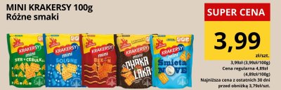 Krakersy mini 100g różne smaki promocja w Supeco