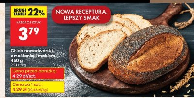 Chleb nowodworski z masłanką i makiem, 450 g promocja w Biedronka