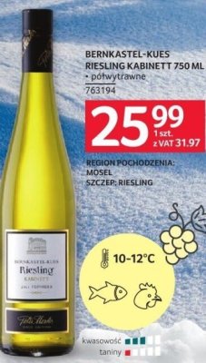 Wino Bernkastel-Kues Riesling Kabinett 750 ml promocja w Selgros