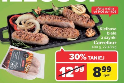Kiełbasa biała z szynki Carrefour targ świeżości promocja