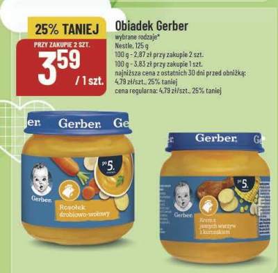 Obiadek wybrane rodzaje Gerber promocja w POLOmarket