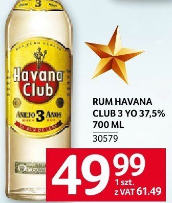 Rum Havana Club 3 yo 37,5% 700 ml promocja w Selgros