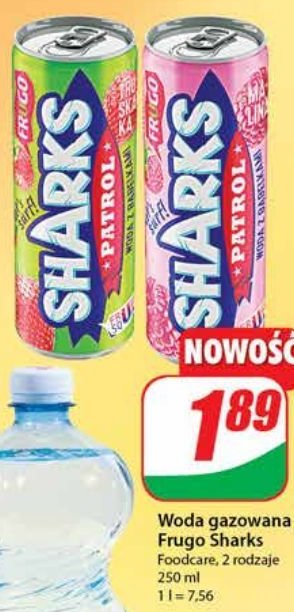Woda truskawkowa Frugo sharks patrol water promocja