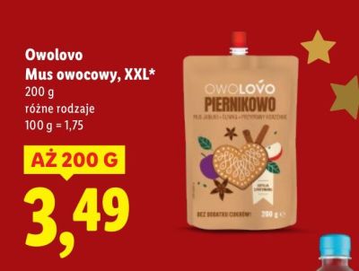 Mus owocowy Owolovo XXL różne rodzaje promocja w Lidl