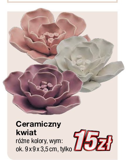 Kwiat ceramiczny 9 x 9 x 3.5 cm promocja