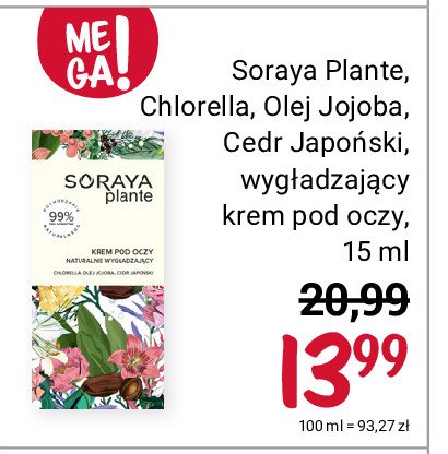 Krem pod oczy naturalnie wygładzający cedr japoński Soraya plante promocja