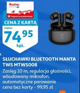 Słuchawki tws mtws008 czarne Manta promocja