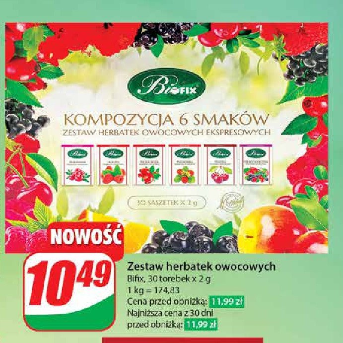 Kompozycja 6 smaków herbatka owocowa Bifix promocja w Makro