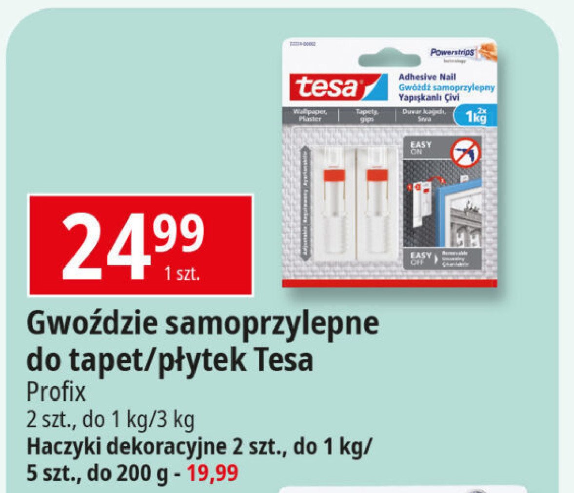 Gwóźdź do tapet Tesa promocja