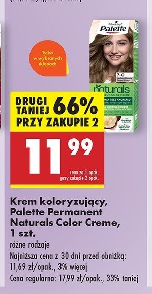 Farba do włosów 7-0 Palette permanent naturals color creme promocja