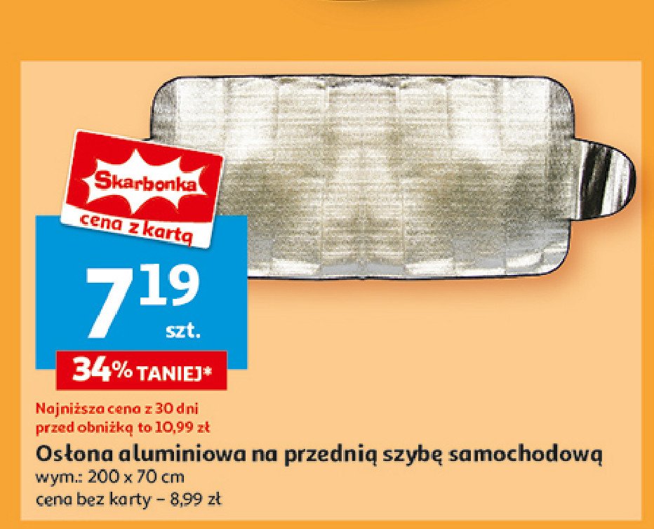 Osłona aluminiowa na przednią szybę samochodową 200 x 70 cm promocja w Auchan