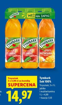 Sok 100% jabłko, multiwitamina 3-pak promocja w Lidl