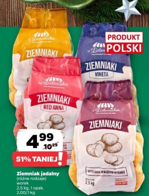 Ziemniak jadalny, worek 2,5 kg, różne rodzaje promocja w Netto