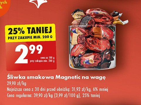 Cukierki śliwka w czekoladzie Magnetic promocja