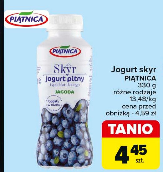 Jogurt pitny jagoda Pilos skyr promocja