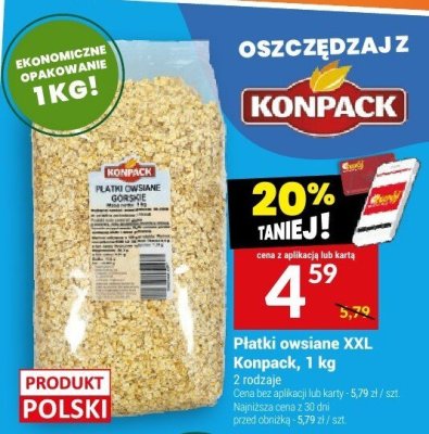 Płatki owsiane XXL Konpack, 1 kg promocja w Twój Market