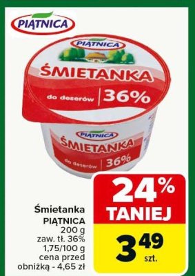 Śmietanka PIĄTNICA promocja w Carrefour Market