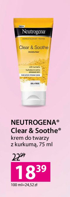 Krem lekki nawilżający do twarzy Neutrogena clear & soothe promocja