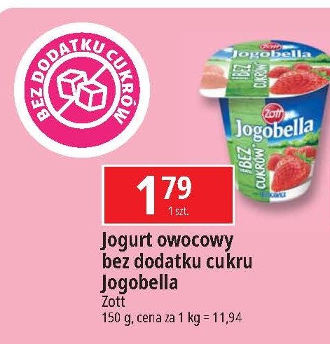 Jogurt truskawkowy bez dodatku cukrów Jogobella promocja