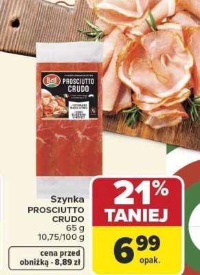 Szynka PROSCIUTTO CRUDO Bell 65g promocja w Carrefour