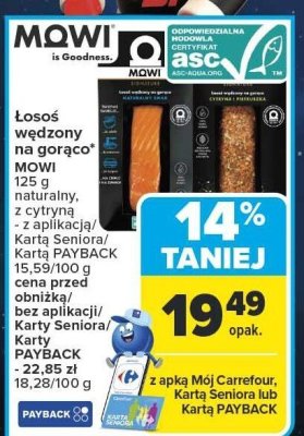 Łosoś wędzony na gorąco MOWI naturalny promocja w Carrefour