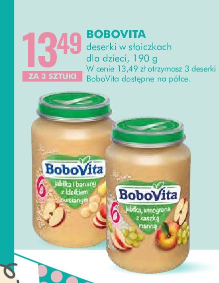 Jabłka i winogrona z kaszką manną Bobovita promocja