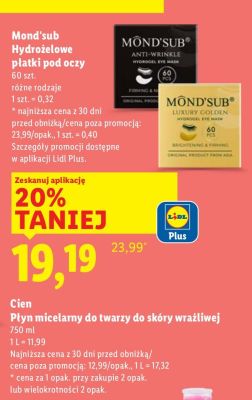 Hydrożelowe płatki pod oczy Mond'sub promocja w Lidl