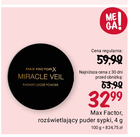 Puder sypki rozświetlający Max factor miracle veil promocja